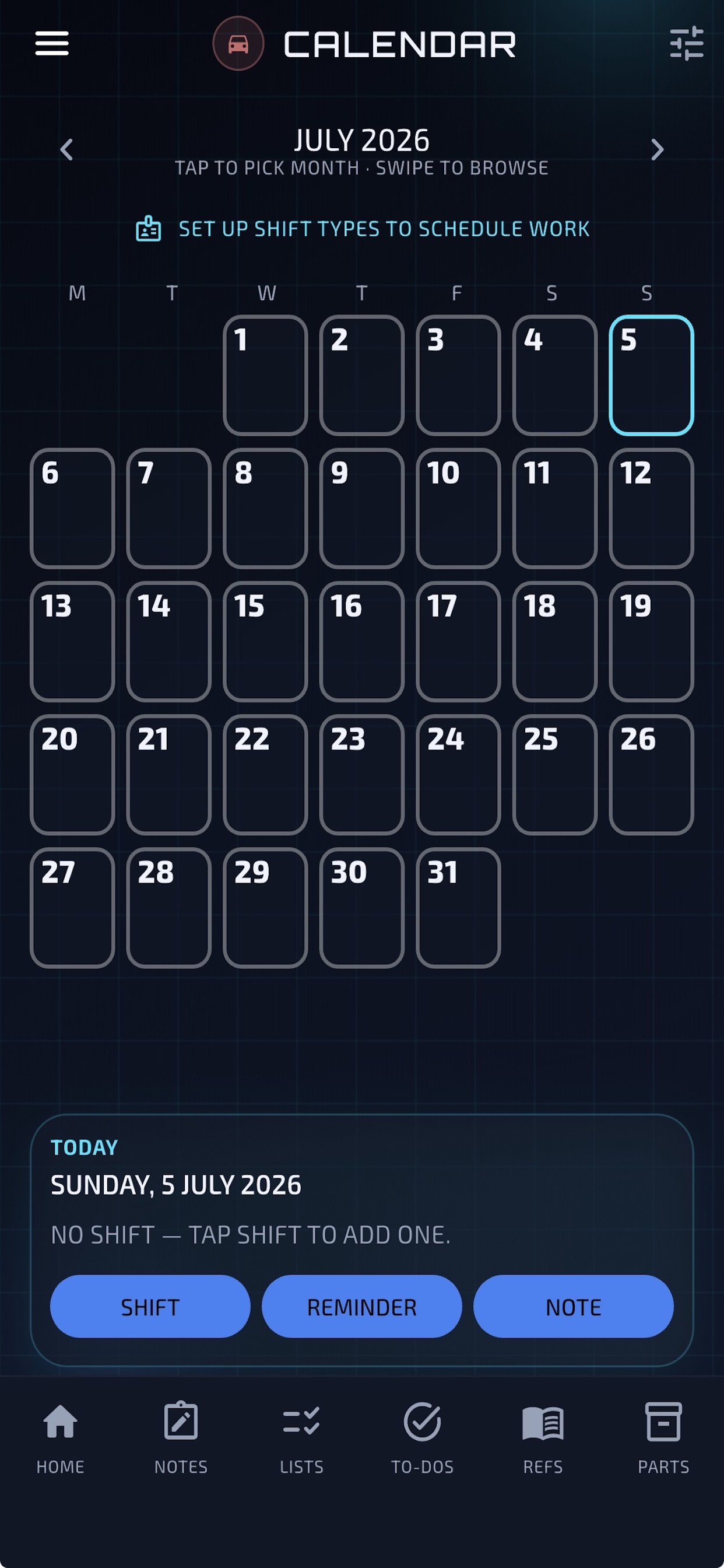 Shift calendar
