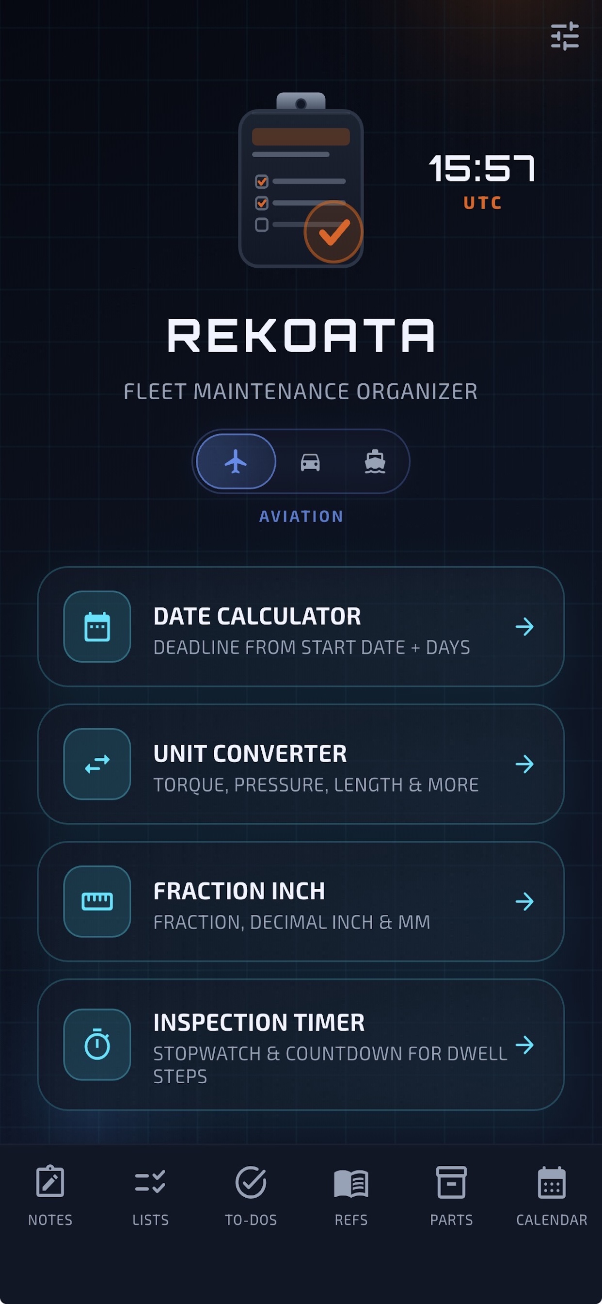 REKOATA home screen